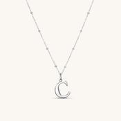 C Initial Pendant Necklace Silver