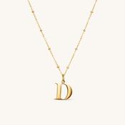 D Initial Pendant Necklace Gold