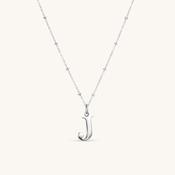 J Initial Pendant Necklace Silver