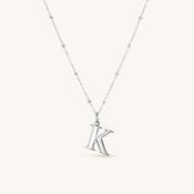 K Initial Pendant Necklace Silver