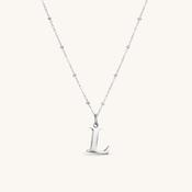 L Initial Pendant Necklace Silver