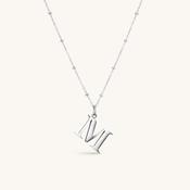 M Initial Pendant Necklace Silver