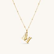 M Initial Pendant Necklace Gold