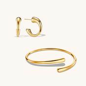 Dome Cuff Bracelet &amp; Celeste Hoops Set Gold
