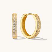 Medium Bold Pave Hoops in Gold