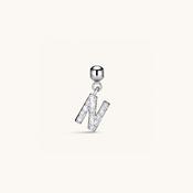 N Diamond Initial Charm Silver