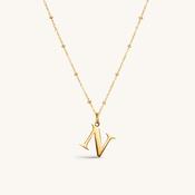 N Initial Pendant Necklace Gold