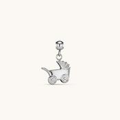 Baby Carriage Charm Silver