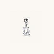 Q Diamond Initial Charm Silver