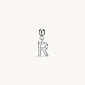 R Diamond Initial Charm Silver