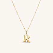R Initial Pendant Necklace Gold