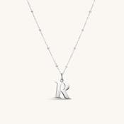 R Initial Pendant Necklace Silver