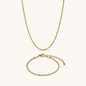 Rope Necklace &amp; Bracelet Set In Gold