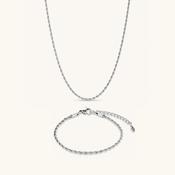 Rope Necklace &amp; Bracelet Set in Silver