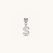 S Diamond Initial Charm Silver