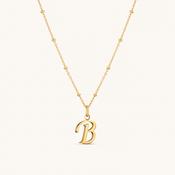 B Script Initial Necklace Gold