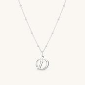 D Script Initial Necklace Silver