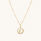 D Script Initial Necklace Gold