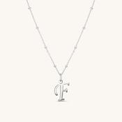 F Script Initial Necklace Silver