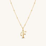 F Script Initial Necklace Gold