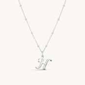 H Script Initial Necklace Silver