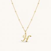 H Script Initial Necklace Gold
