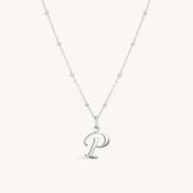 P Script Initial Necklace Silver