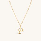 P Script Initial Necklace Gold