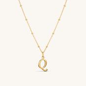 Q Script Initial Necklace Gold
