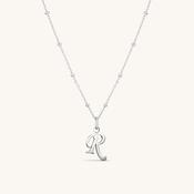 R Script Initial Necklace Silver