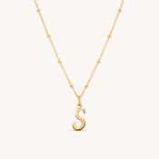 S Script Initial Necklace Gold