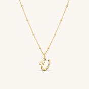 U Script Initial Necklace Gold