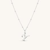 Y Script Initial Necklace Silver