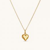 Beaded Heart Pendant Necklace in Gold