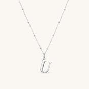 U Initial Pendant Necklace Silver