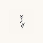 V Classic Initial Charm Silver
