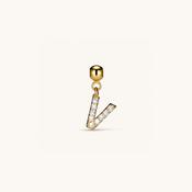 V Diamond Initial Charm Gold