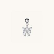 W Diamond Initial Charm Silver
