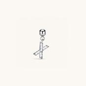 X Diamond Initial Charm Silver