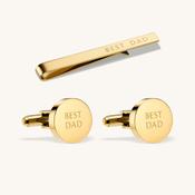 Tie Pin &amp; Cufflinks Gift Set in Gold