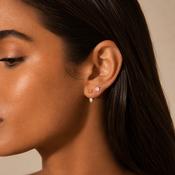 Illusion Stud Earrings &amp; Diamond Stud Earrings Set Gold image
