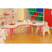 Adjustable Polyethylene Horseshoe Table with Magnolia Top with 4 toddler Chairs 20cm