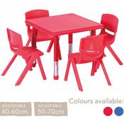 Adjustable Polyethylene Square Table and Chairs - All Heights and Colours