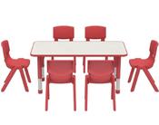 Adjustable Rectangular Polyethylene Table with Orchid White Top - All Heights and Colours image
