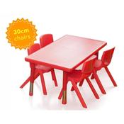 Adjustable Square Polyethylene Table &amp; 4 x 30cm Chairs