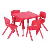 Adjustable Square Polyethylene Table &amp; 4 x 30cm Chairs