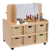 Double Sided Storage Unit with Display/Mirror &amp; Deep Baskets