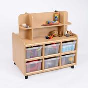 D/S Storage Unit With Display/Mirror &amp; Clear Trays