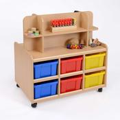 D/S Storage Unit With Display/Mirror &amp; Multicoloured Trays