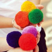 Fleece Fluff Balls 6 colours 7.5cm 12pk